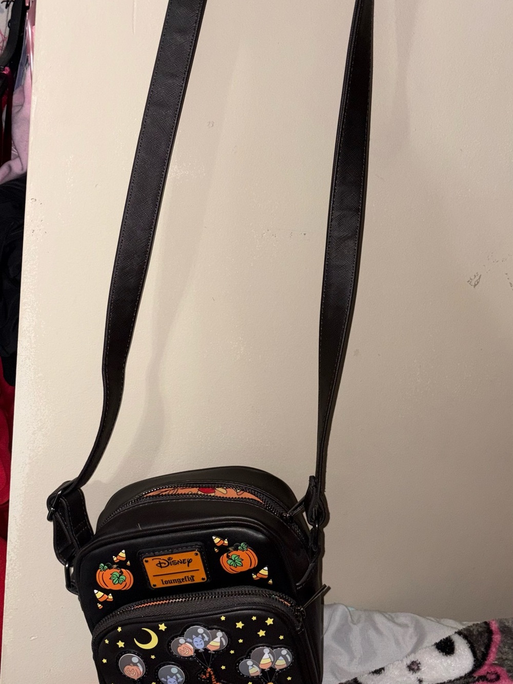 Loungefly Black Halloween Disney Crossbody Bag with Pumpkin Details